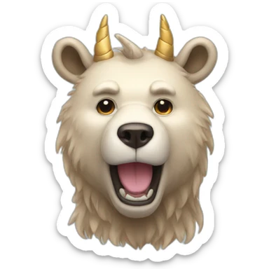a bear that looks like a centaur wearing a unicorn horn sticker