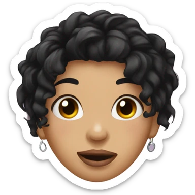 girl with messy black hair and tongue piercing sticker