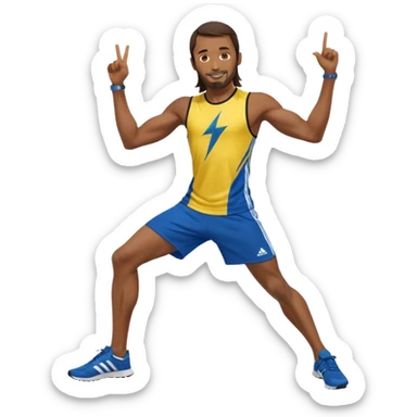 jesus in adidas clothes looking cool doing Usain bolt's move sticker