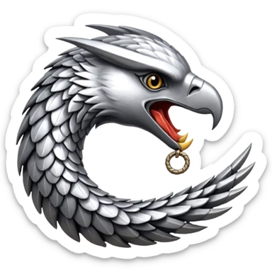 Silver Elder Scrolls Online eagle eating its tail Ouroboro sticker