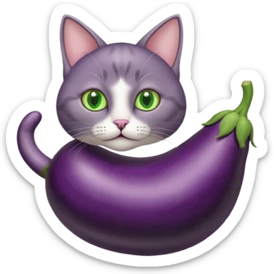A cat on a eggplant  sticker