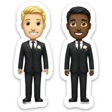 Two grooms one white and one black sticker