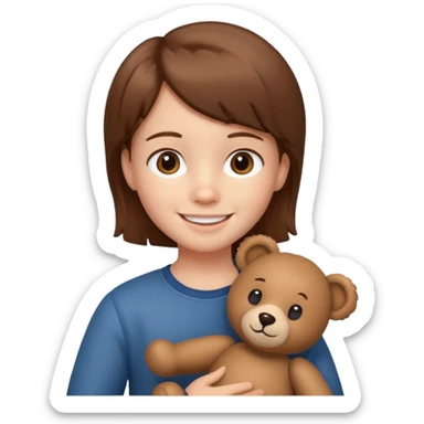 kid with teddy bear sticker
