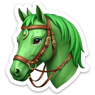horse head with a green horse brides sticker