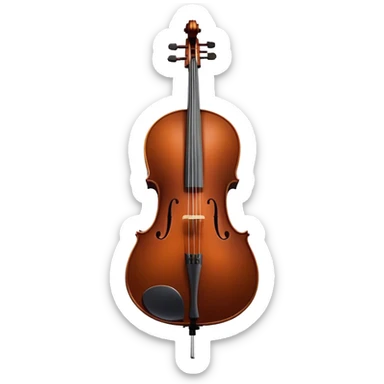 Cinematic Realistic Cello, deep brown polished wood, elegant f-holes creating contrast, warm golden light reflecting off its curves, glowing with depth and a rich musical resonance. sticker