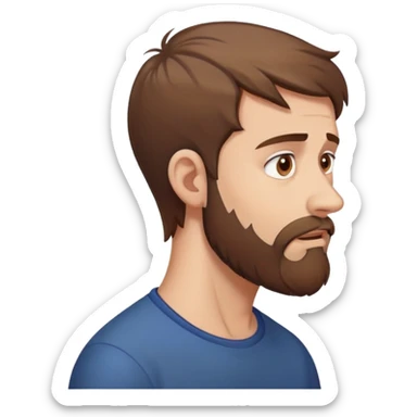 White man with brown hair and beard with anxiety and begging. profile view sticker