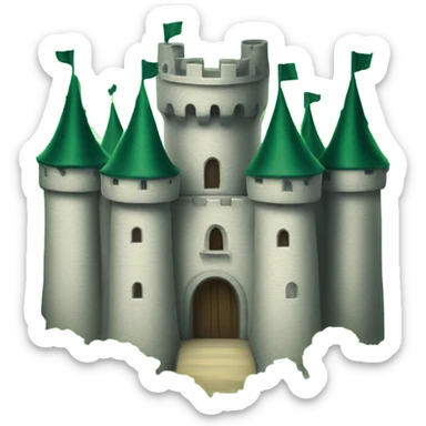 a dark green forrest castle sticker