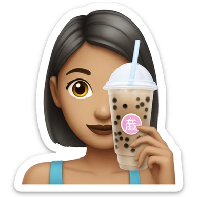 girl with bubble tea sticker