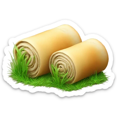Two rolls of dough with grass growing on top sticker