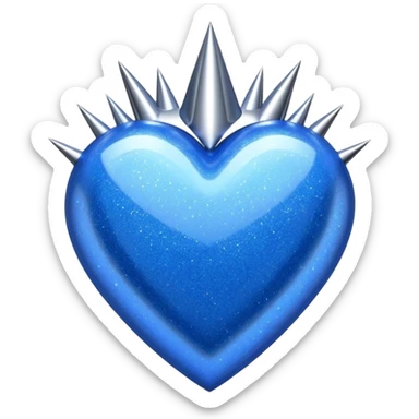 blue glittery heart with chrome spikes sticker