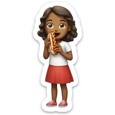 Girl eating a hotdog  sticker