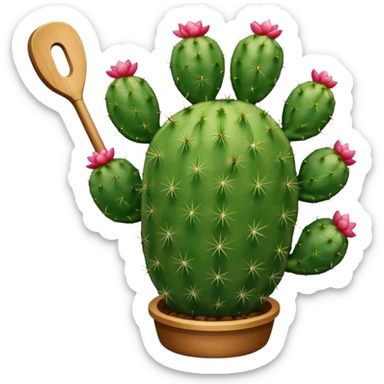 Realistic emoji of a Mexican nopal (cactus paddle) without thorns or spines, smooth green surface, juicy and fresh like the kind used for cooking in Mexico. sticker