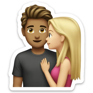 Blonde girl and brunette boy kissing  sticker
