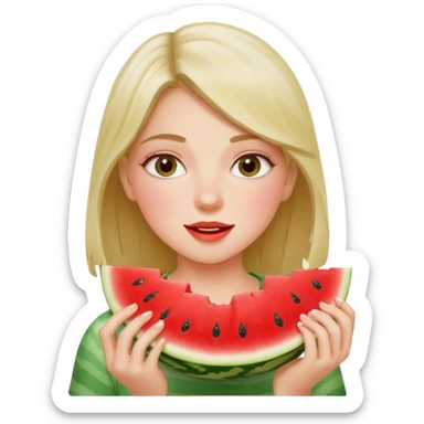 Girl eating watermelon sticker