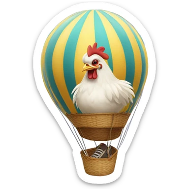 chicken whit shoes in a hot air balloon sticker