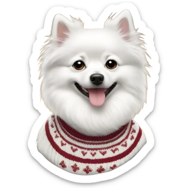 white german spitz in sweater sticker