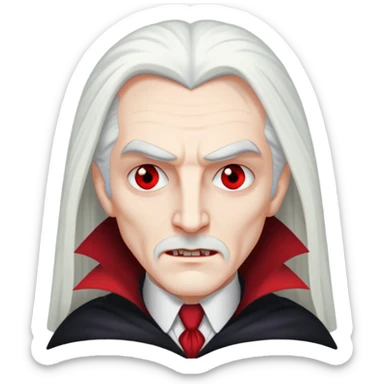 Dracula with long white hair sticker