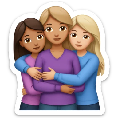Hugging one carmelitan sister and one woman  in different clothes sticker