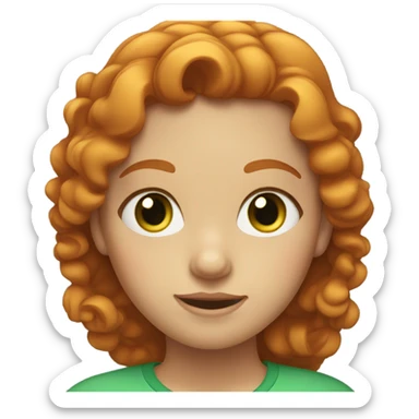 Ginger girl with middle part wavy hair and green eyes sticker