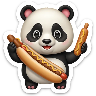 panda holding single hotdog sticker