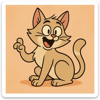 playful cat, cartoon style, lively and fun sticker