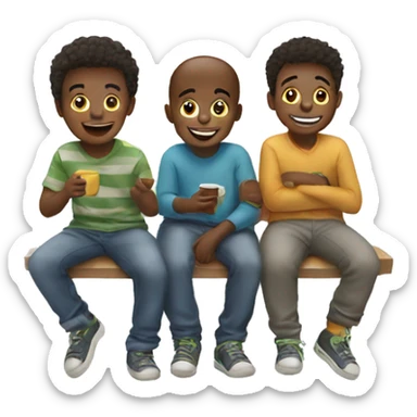three boys enjoying indoors sticker