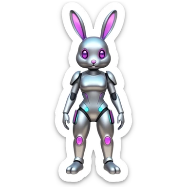 Futuristic shiny cyberpunk-bunny (full body) sticker