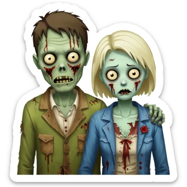 zombie husband wife sticker