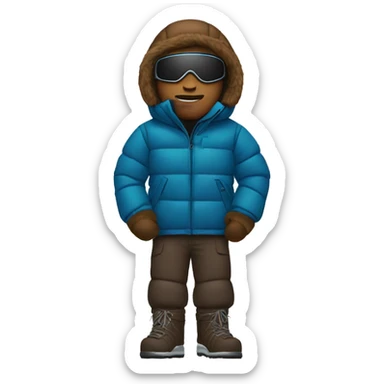Brown male with an pufferjacket and an ski mask reaching his chin sticker