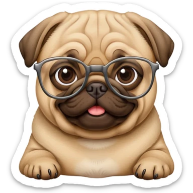 pug with glasses sticker