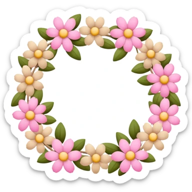 Pink and beige flower garlands  sticker