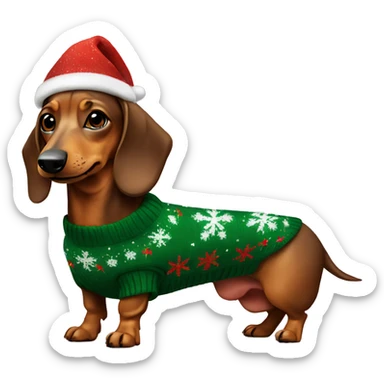 dachshund in a christmas sweater sticker