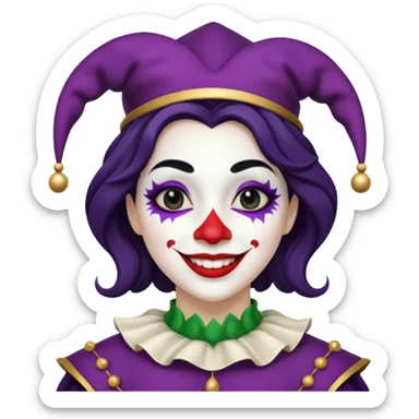 make a black and white jester with white makeup and black lipstick sticker