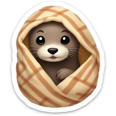 otter in blanket sticker