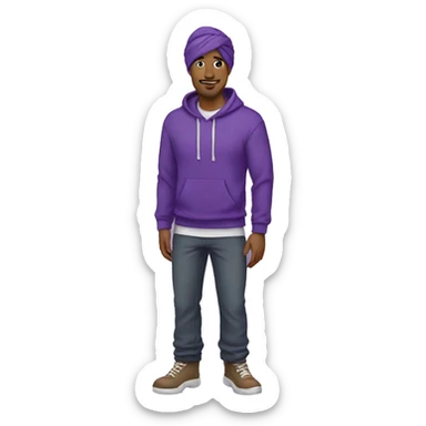Turban man wearing purple hoodie and bootcut pants sticker