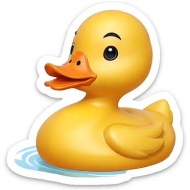 A duck wearing a rubber duck floaty sticker