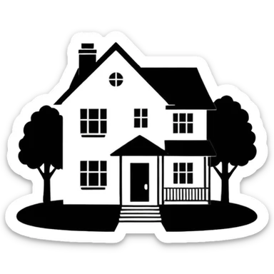 house outline LINE drawing silhouette  sticker