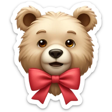 A bear with a bow sticker