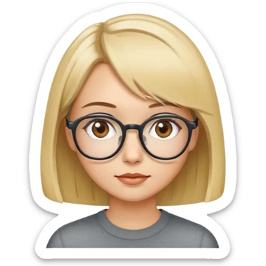 Blonde petite with bob eyeglasses brown eyes sticker