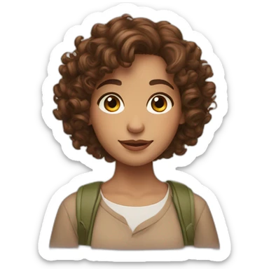 curly girl with brown bob hair brown eyes AirPods Pro green sticker