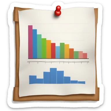 a paper with a bar chart and an upward trend sticker
