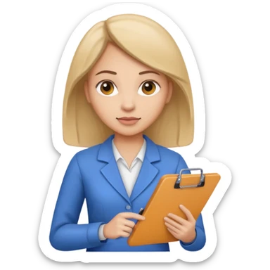 women with clipboard pressed sticker