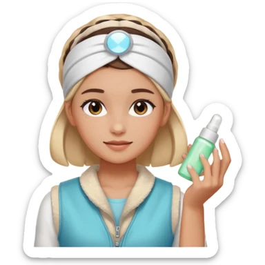 Clean girl aesthetic emoticons, apply skincare products, headband, glowing skin, vest, soft lighting
 sticker