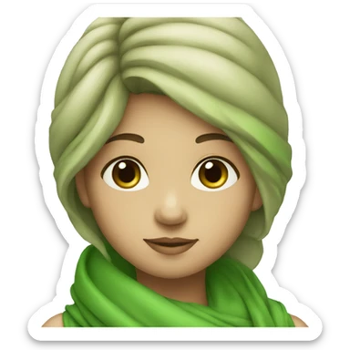A girl with green scarf sticker
