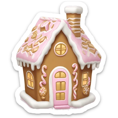 light pink and gold and white gingerbread house sticker