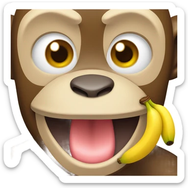 Monkey drooling and sucking banana sticker