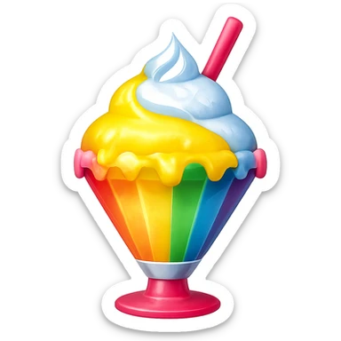 Add yellow syrup to the shave ice in the style of apple emojis, keep the background transparent. sticker