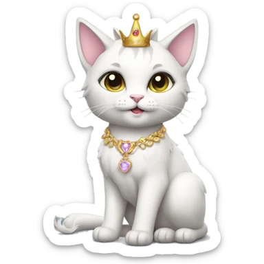 princess-cat with unicorn horn and necklace full body sticker