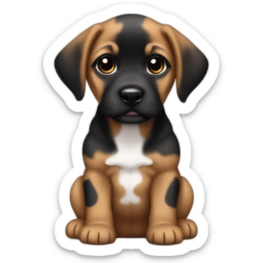 Tan Brindle puppy with black face sticker