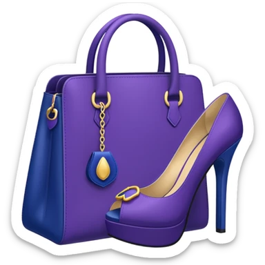 royal purple heels, cosmetics and deep blue bag emojis sticker